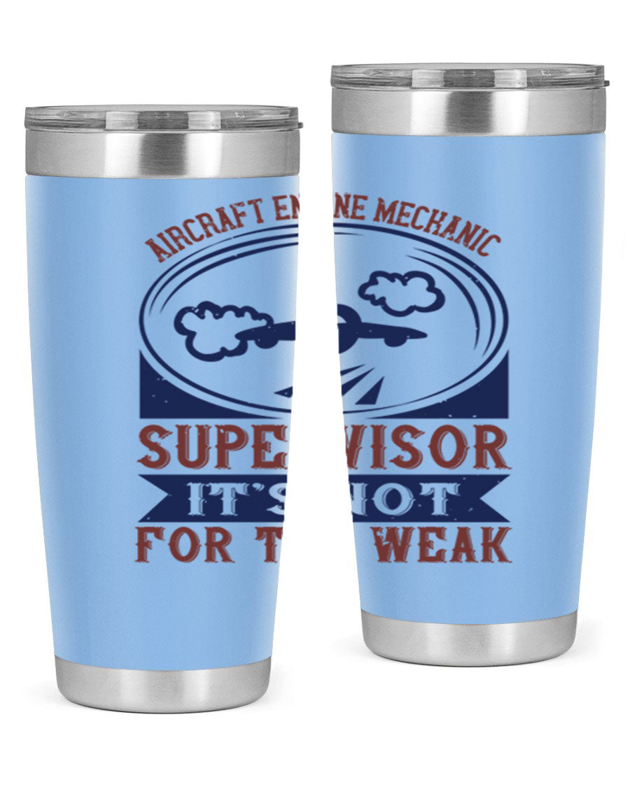 Aircraft Engine Mechanic Supervisor tumbler, double wall vacuum stainless steel with copper lining, featuring a drink-thru lid.