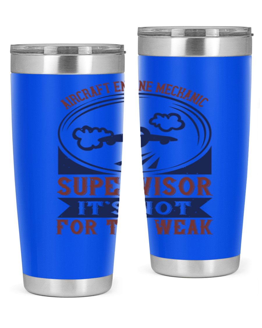 Aircraft Engine Mechanic Supervisor tumbler, double wall vacuum stainless steel with copper lining, featuring a drink-thru lid.
