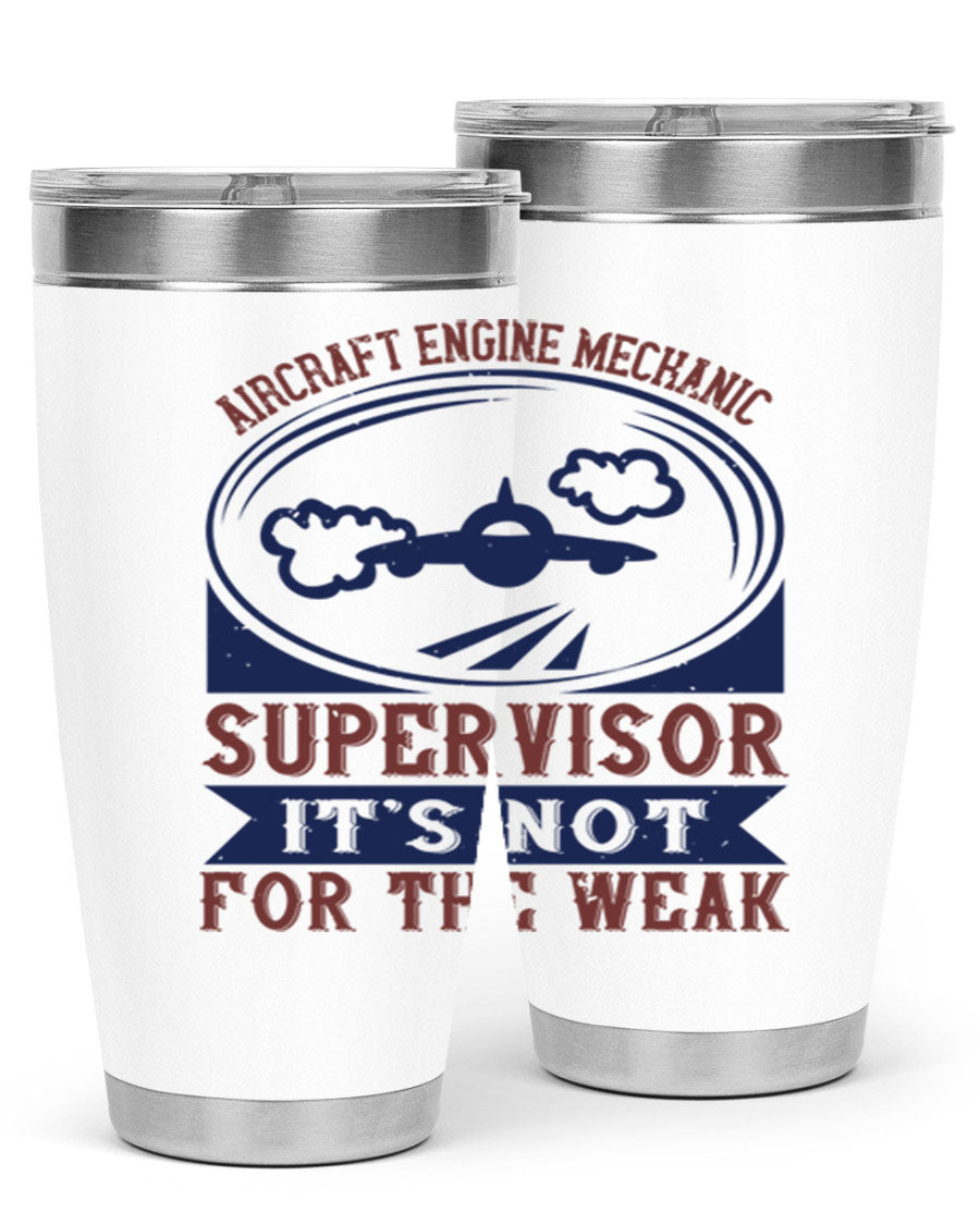 Aircraft Engine Mechanic Supervisor tumbler, double wall vacuum stainless steel with copper lining, featuring a drink-thru lid.