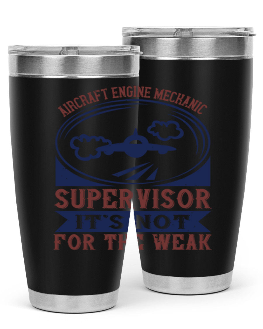 Aircraft Engine Mechanic Supervisor tumbler, double wall vacuum stainless steel with copper lining, featuring a drink-thru lid.
