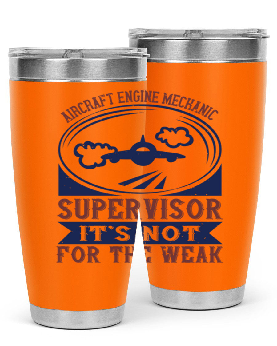 Aircraft Engine Mechanic Supervisor tumbler, double wall vacuum stainless steel with copper lining, featuring a drink-thru lid.
