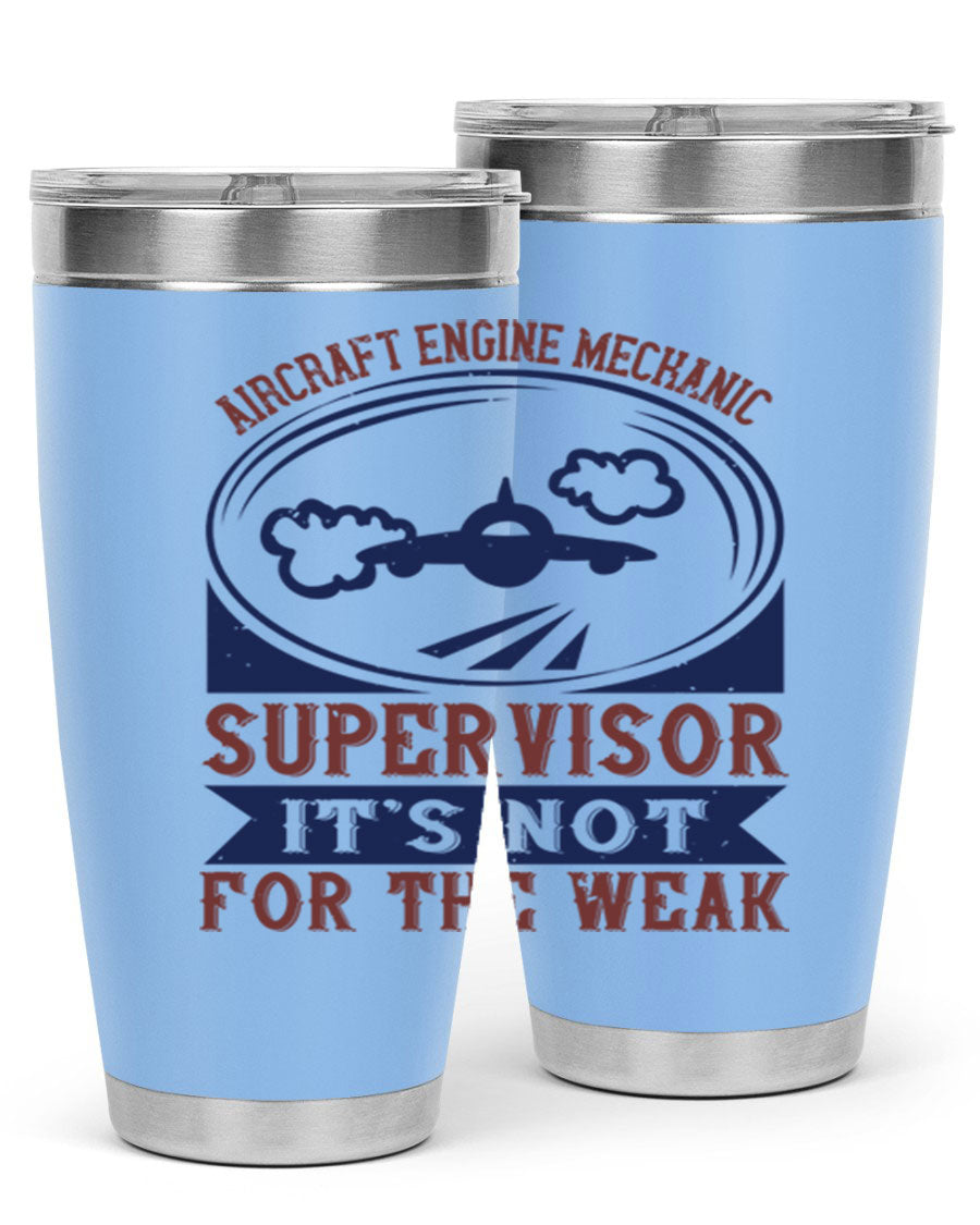 Aircraft Engine Mechanic Supervisor tumbler, double wall vacuum stainless steel with copper lining, featuring a drink-thru lid.