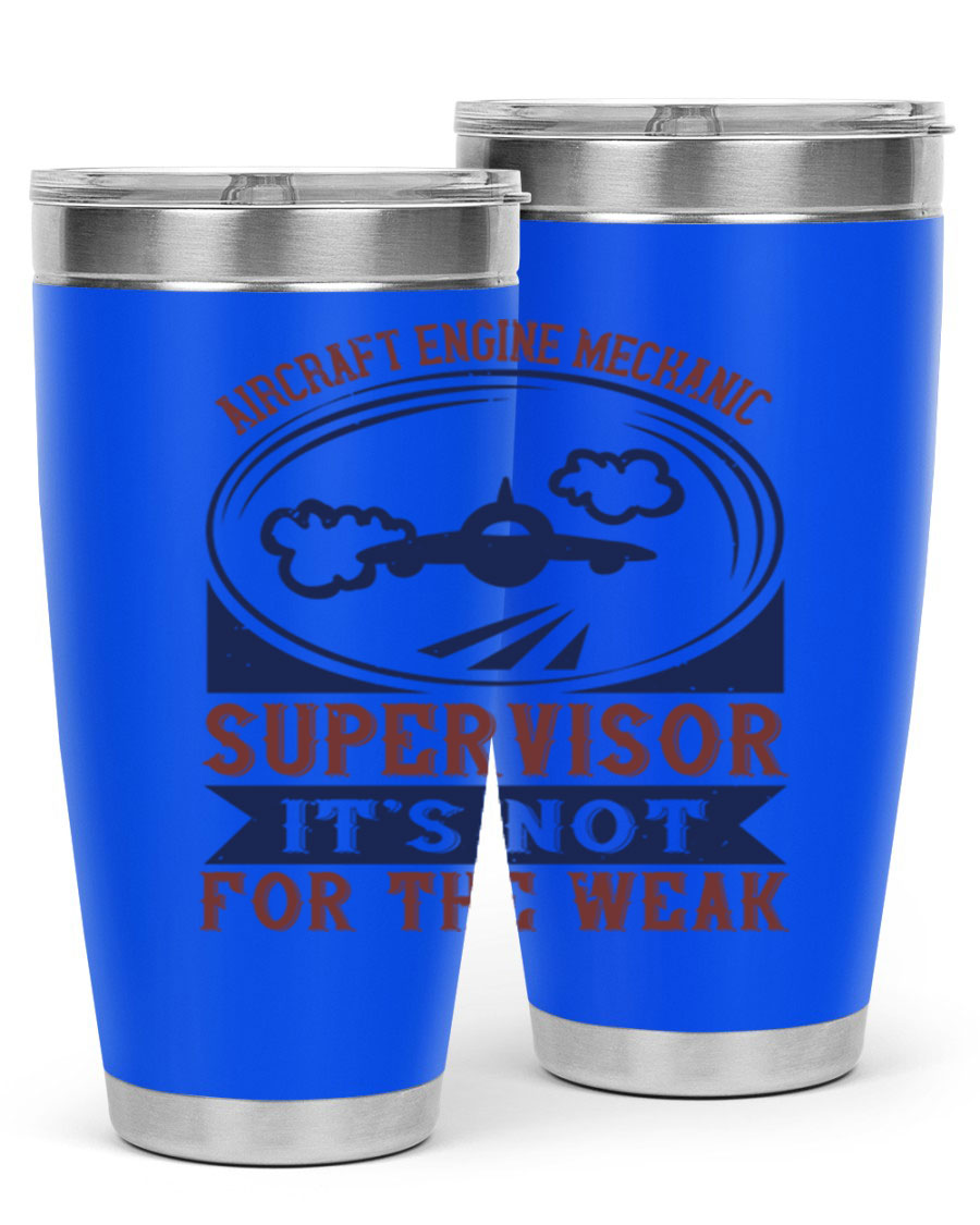 Aircraft Engine Mechanic Supervisor tumbler, double wall vacuum stainless steel with copper lining, featuring a drink-thru lid.