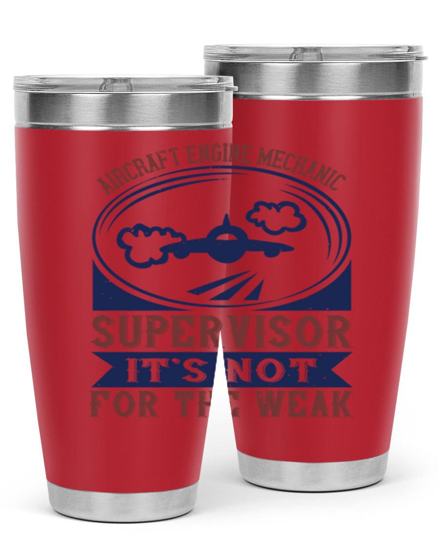 Aircraft Engine Mechanic Supervisor tumbler, double wall vacuum stainless steel with copper lining, featuring a drink-thru lid.
