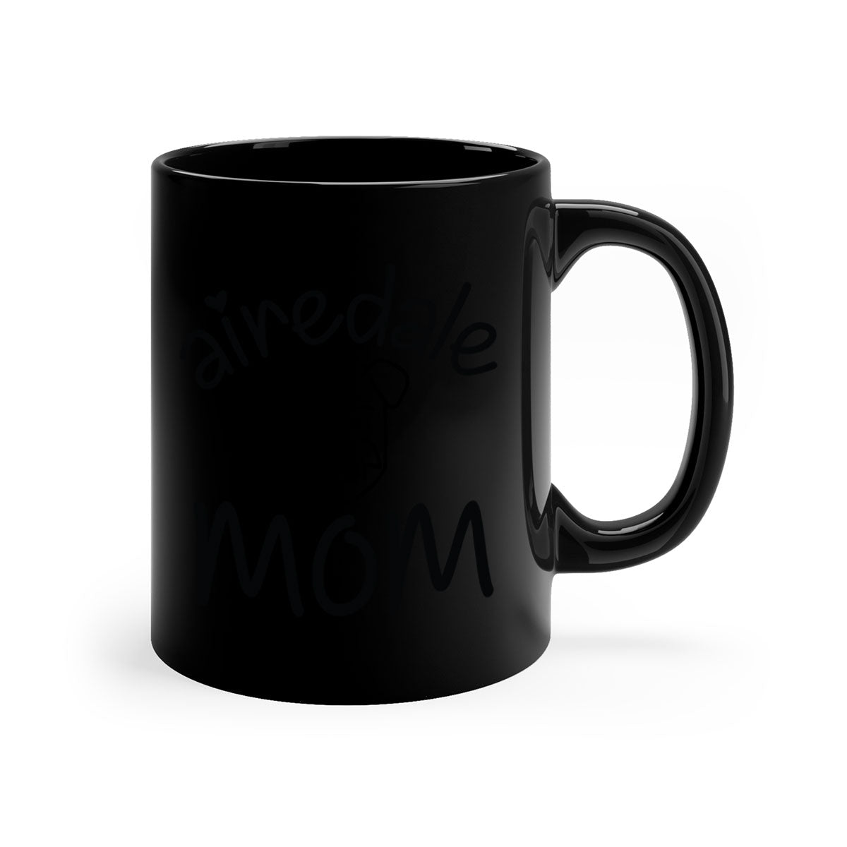 A stylish Airedale Mom mug with a glossy finish, featuring a colored handle and interior, available in multiple colors.