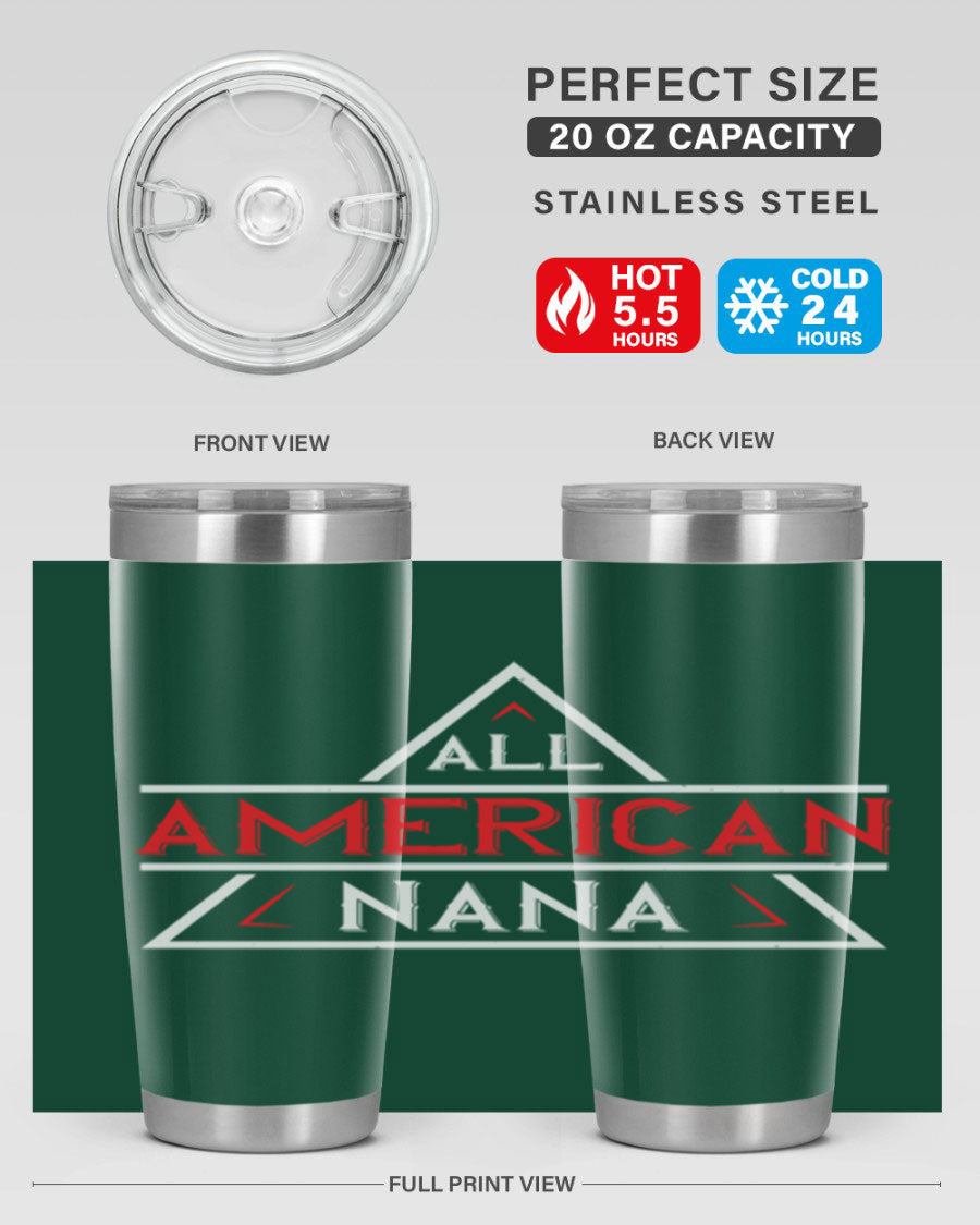 ALL American Nana 37# Tumbler featuring a stylish design, double wall vacuum stainless steel, and a press-in drink-thru lid.