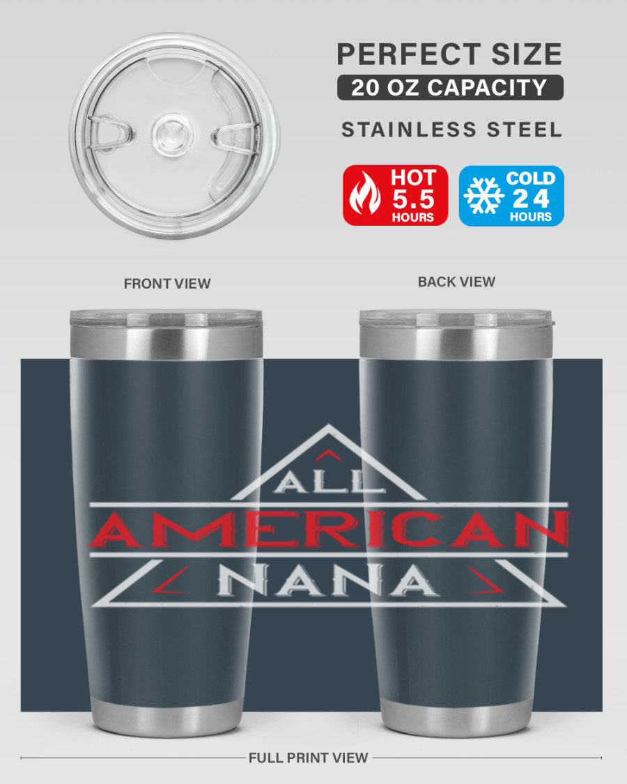 ALL American Nana 37# Tumbler featuring a stylish design, double wall vacuum stainless steel, and a press-in drink-thru lid.