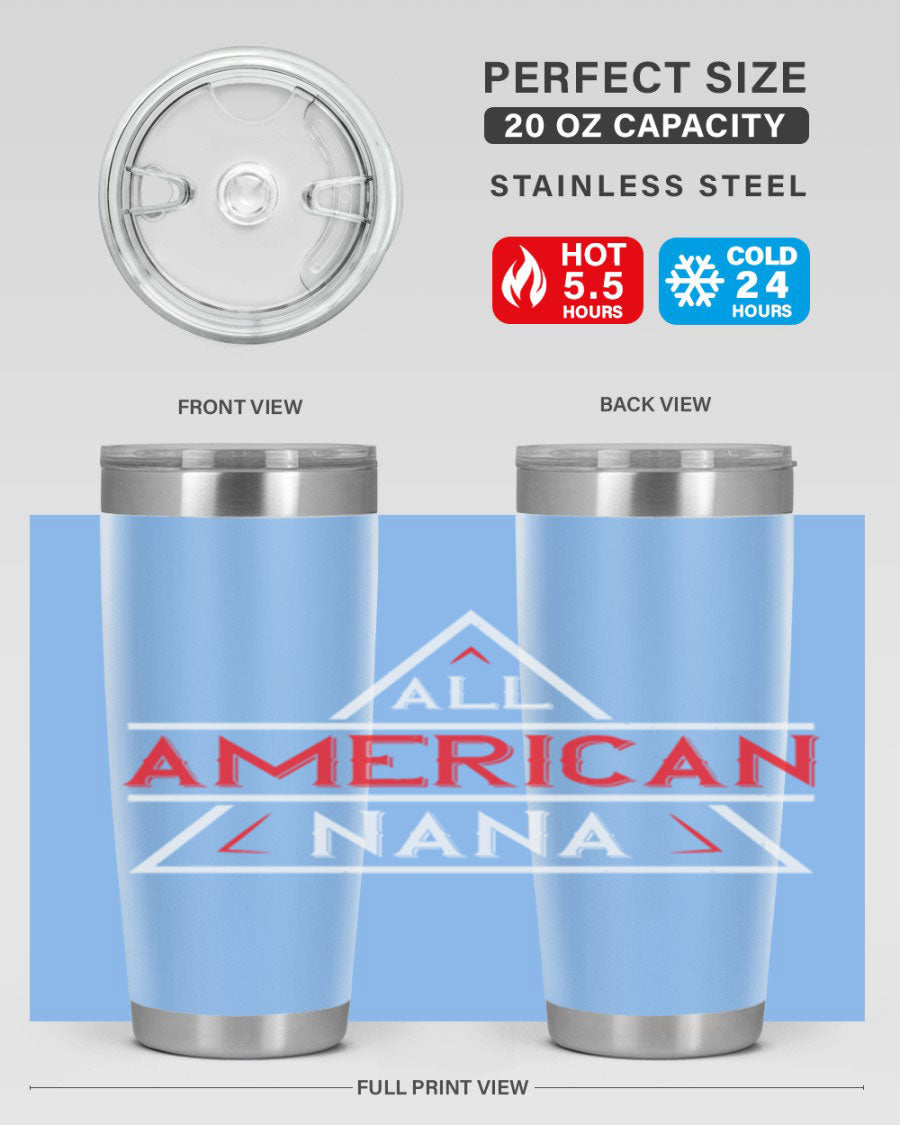 ALL American Nana 37# Tumbler featuring a stylish design, double wall vacuum stainless steel, and a press-in drink-thru lid.