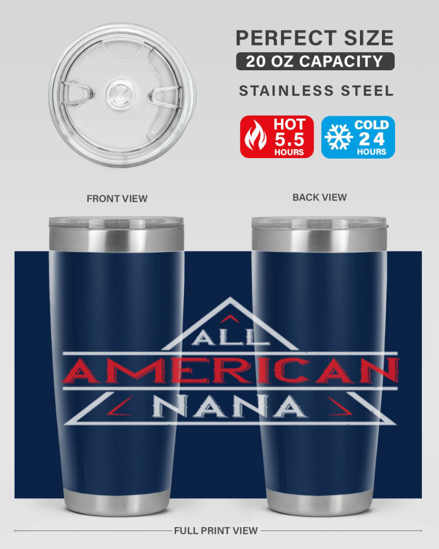 ALL American Nana 37# Tumbler featuring a stylish design, double wall vacuum stainless steel, and a press-in drink-thru lid.