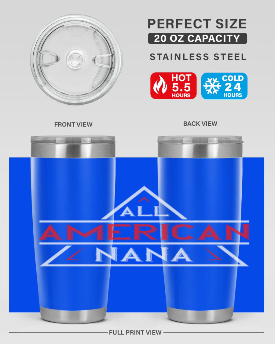 ALL American Nana 37# Tumbler featuring a stylish design, double wall vacuum stainless steel, and a press-in drink-thru lid.