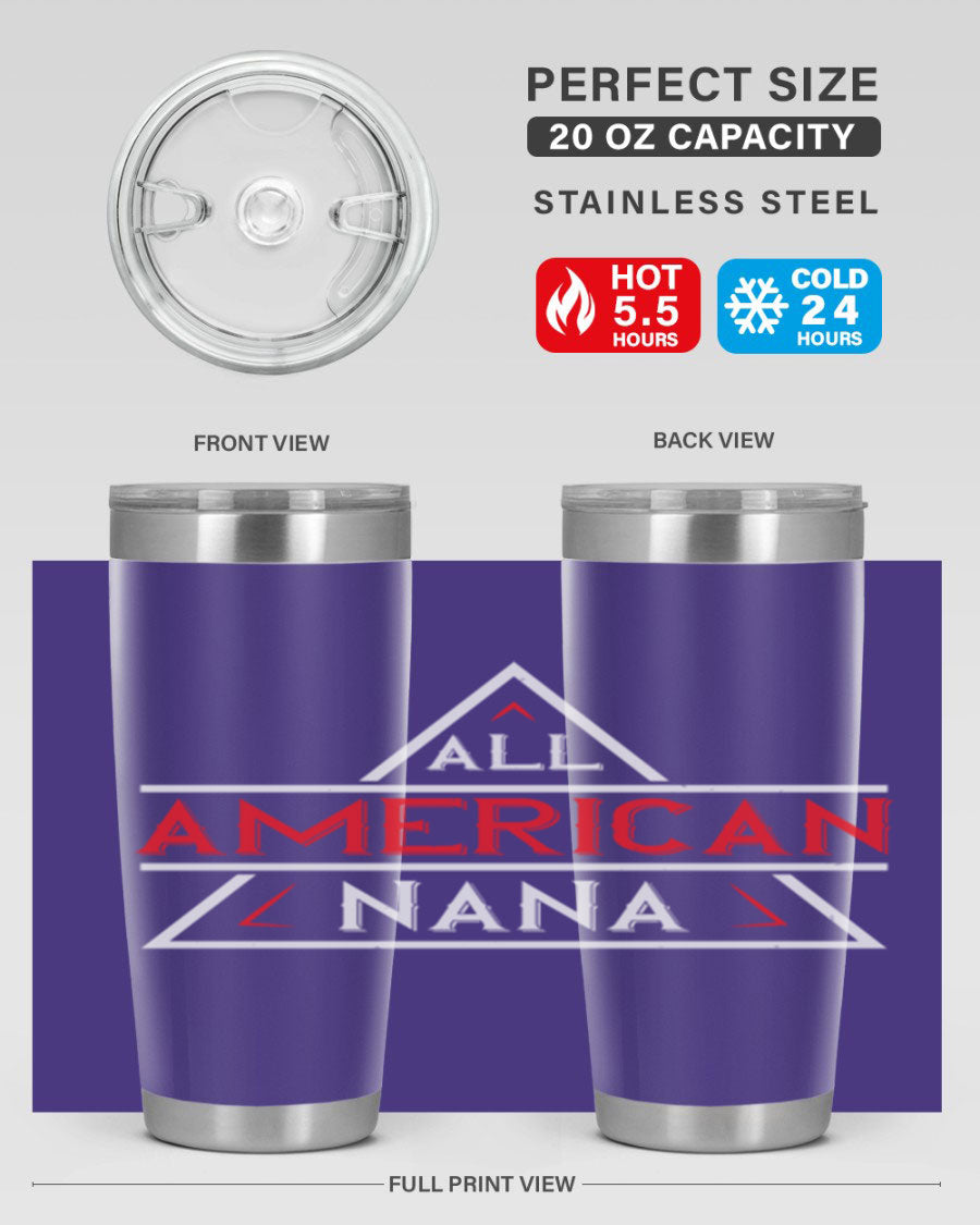 ALL American Nana 37# Tumbler featuring a stylish design, double wall vacuum stainless steel, and a press-in drink-thru lid.