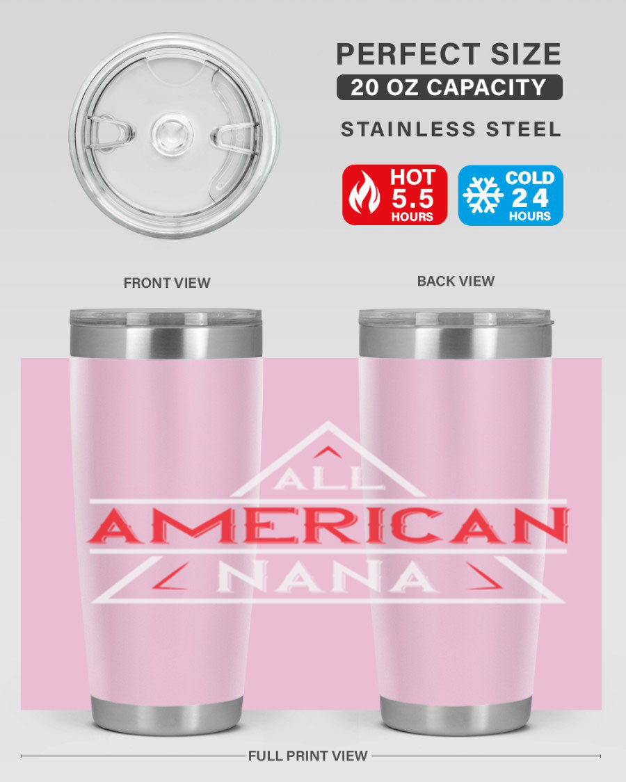 ALL American Nana 37# Tumbler featuring a stylish design, double wall vacuum stainless steel, and a press-in drink-thru lid.