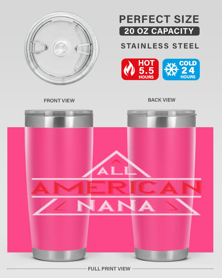 ALL American Nana 37# Tumbler featuring a stylish design, double wall vacuum stainless steel, and a press-in drink-thru lid.
