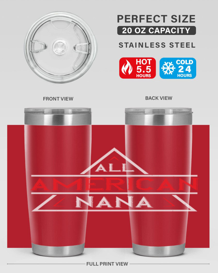 ALL American Nana 37# Tumbler featuring a stylish design, double wall vacuum stainless steel, and a press-in drink-thru lid.