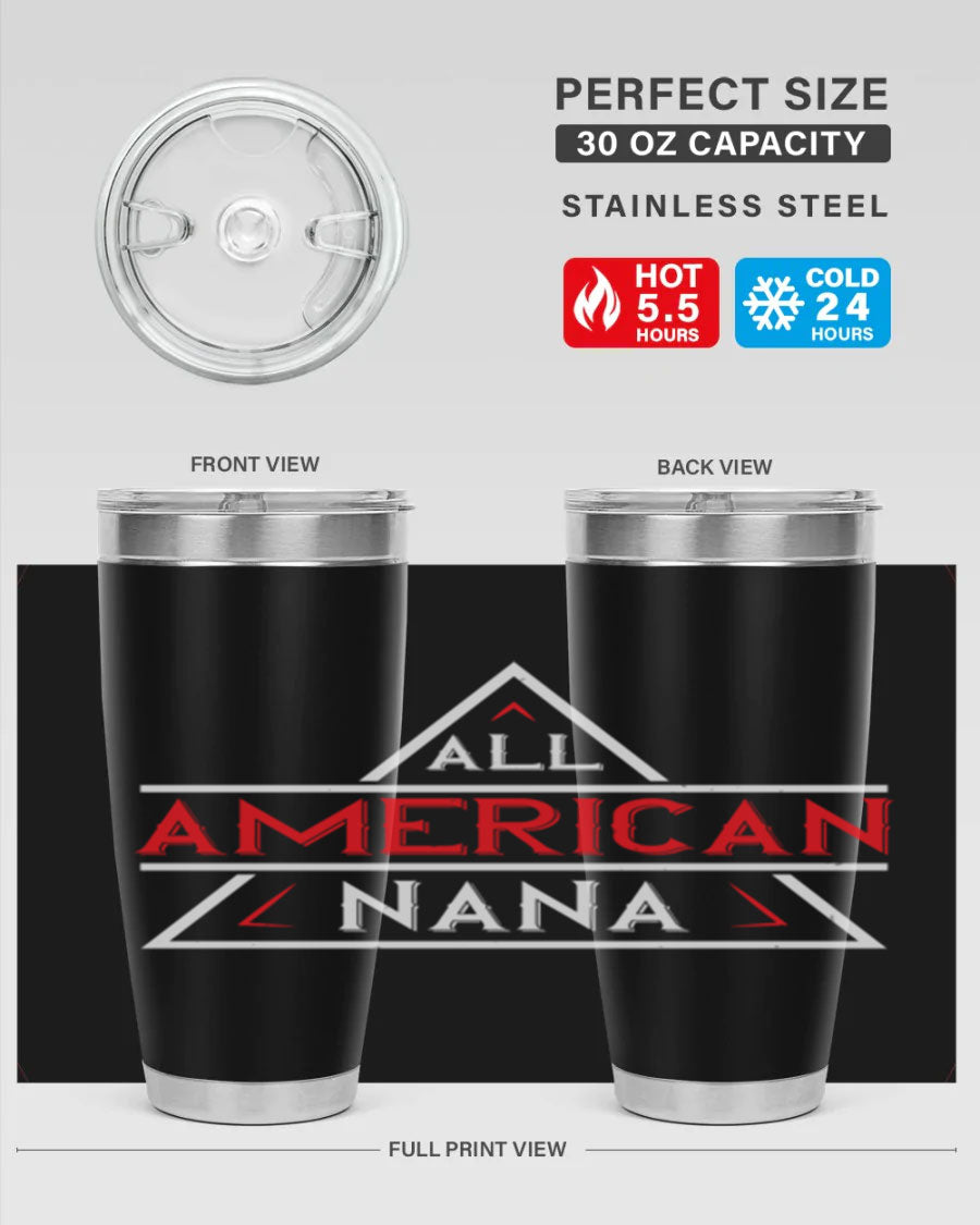 ALL American Nana 37# Tumbler featuring a stylish design, double wall vacuum stainless steel, and a press-in drink-thru lid.