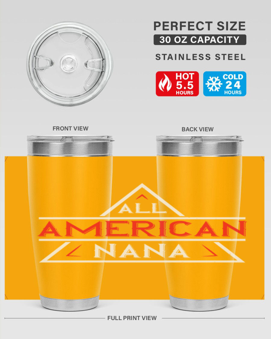 ALL American Nana 37# Tumbler featuring a stylish design, double wall vacuum stainless steel, and a press-in drink-thru lid.