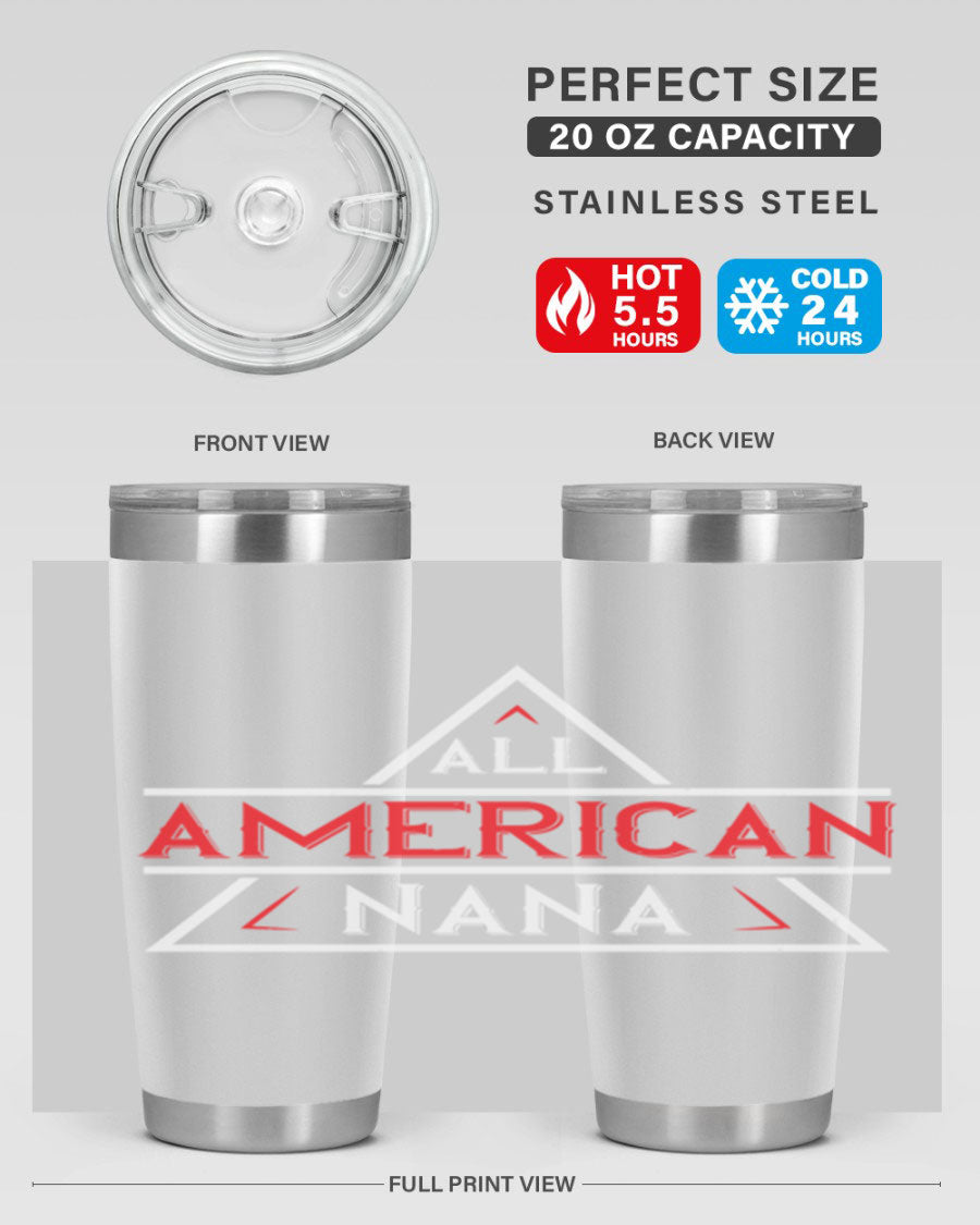 ALL American Nana 37# Tumbler featuring a stylish design, double wall vacuum stainless steel, and a press-in drink-thru lid.