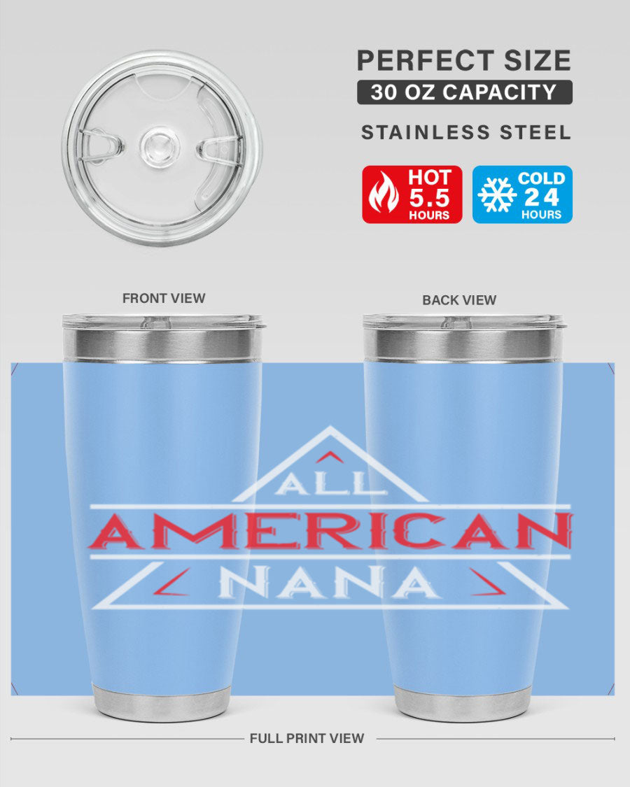 ALL American Nana 37# Tumbler featuring a stylish design, double wall vacuum stainless steel, and a press-in drink-thru lid.