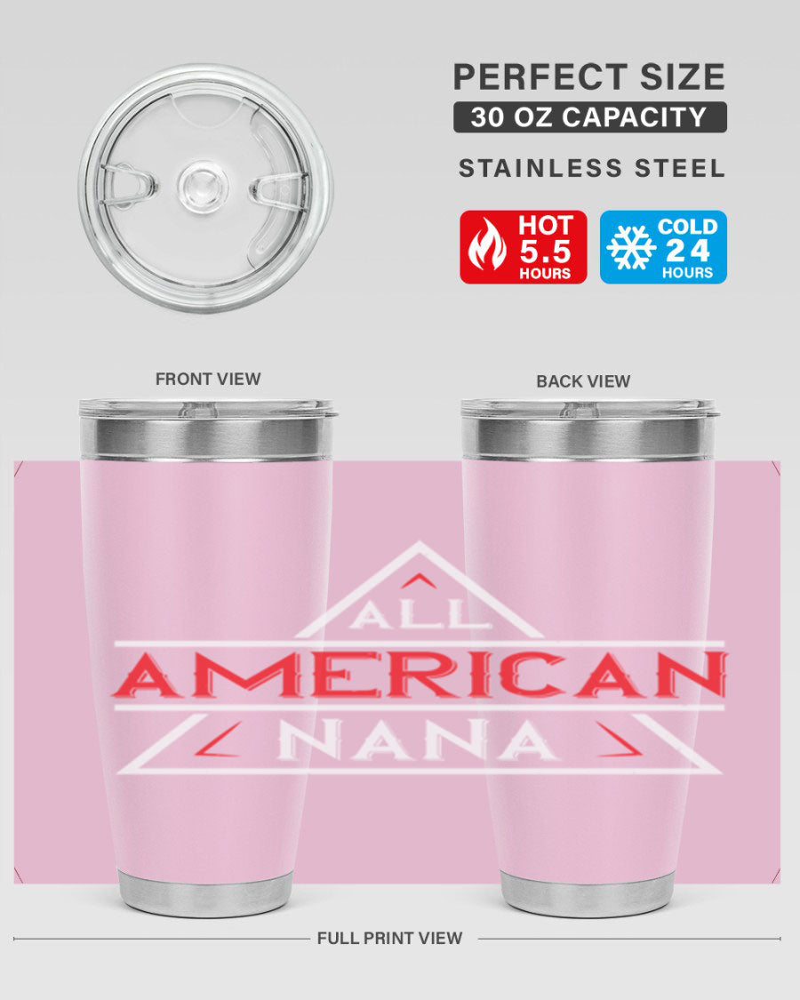 ALL American Nana 37# Tumbler featuring a stylish design, double wall vacuum stainless steel, and a press-in drink-thru lid.