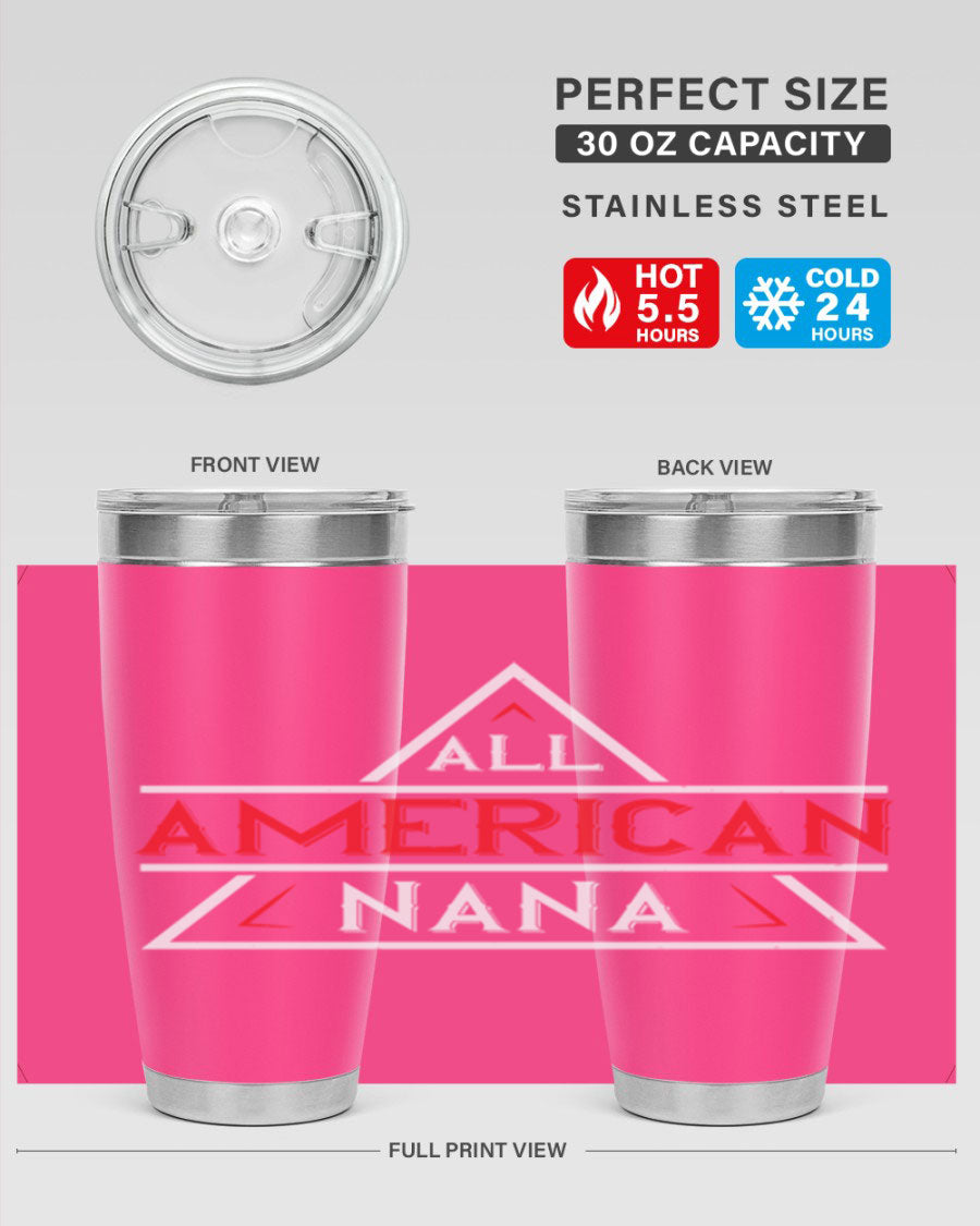 ALL American Nana 37# Tumbler featuring a stylish design, double wall vacuum stainless steel, and a press-in drink-thru lid.