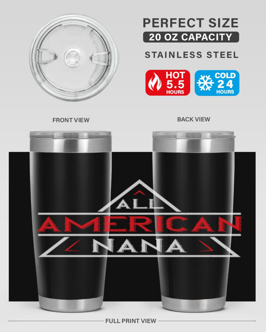 ALL American Nana 37# Tumbler featuring a stylish design, double wall vacuum stainless steel, and a press-in drink-thru lid.