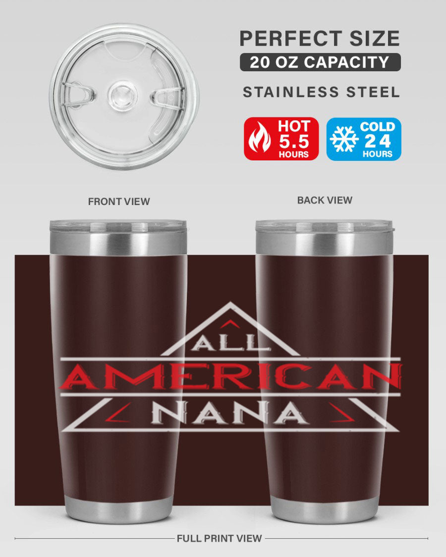 ALL American Nana 37# Tumbler featuring a stylish design, double wall vacuum stainless steel, and a press-in drink-thru lid.