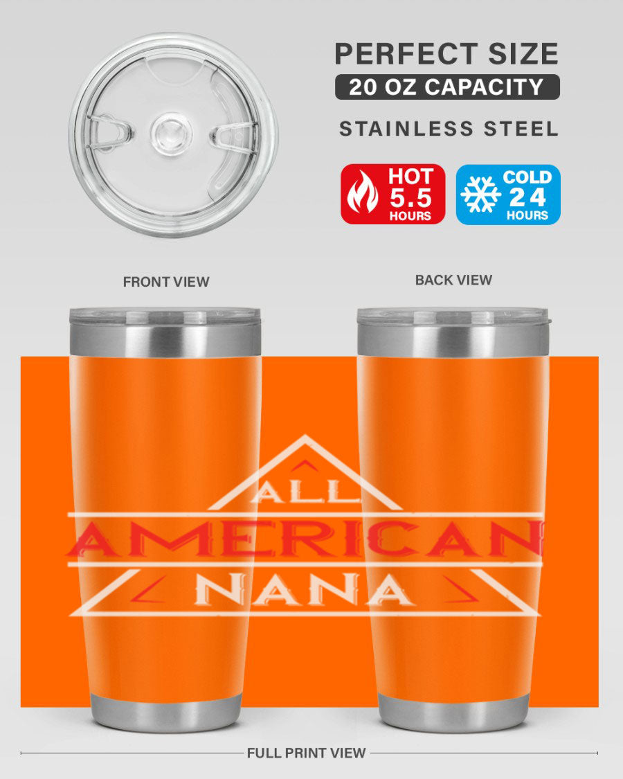 ALL American Nana 37# Tumbler featuring a stylish design, double wall vacuum stainless steel, and a press-in drink-thru lid.