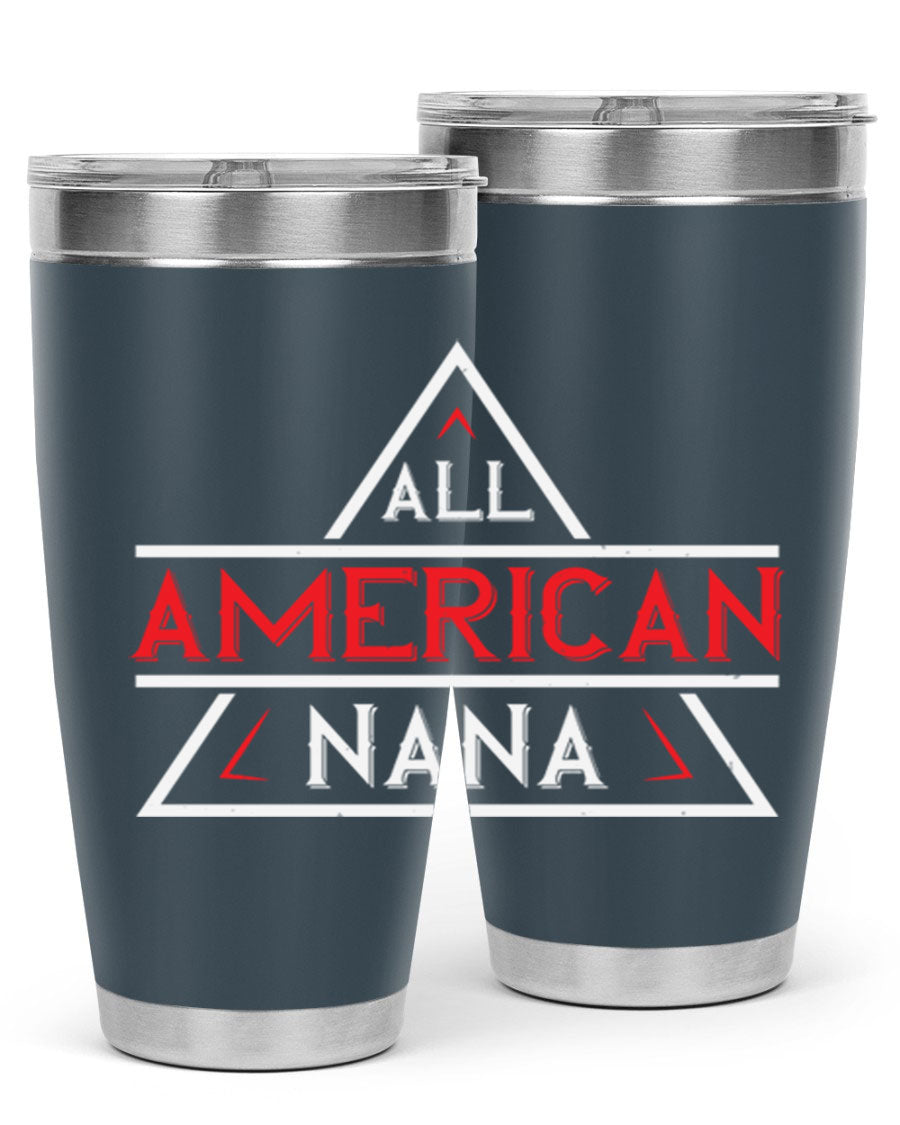 ALL American Nana 37# Tumbler featuring a stylish design, double wall vacuum stainless steel, and a press-in drink-thru lid.