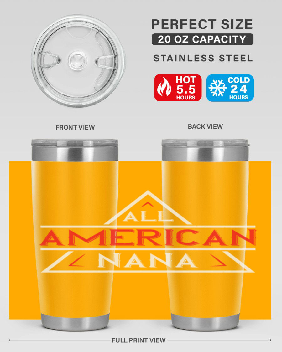 ALL American Nana 37# Tumbler featuring a stylish design, double wall vacuum stainless steel, and a press-in drink-thru lid.