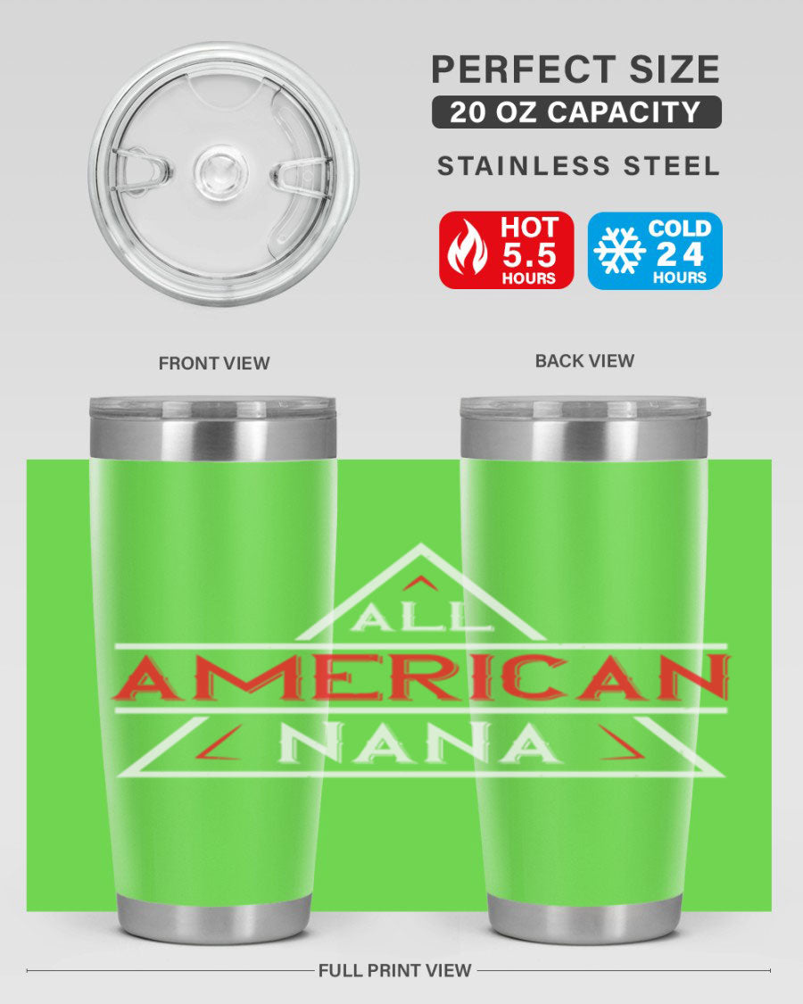ALL American Nana 37# Tumbler featuring a stylish design, double wall vacuum stainless steel, and a press-in drink-thru lid.