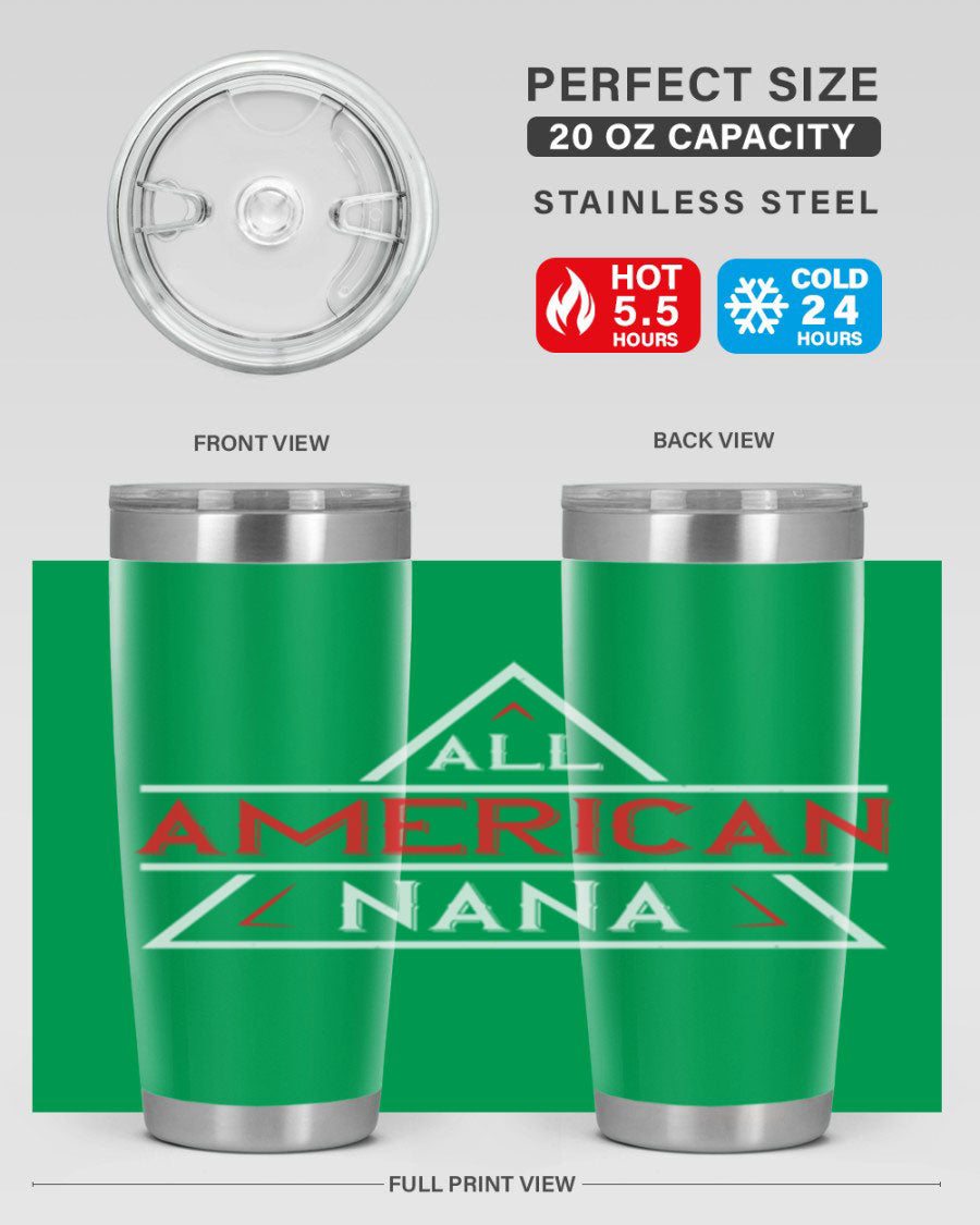 ALL American Nana 37# Tumbler featuring a stylish design, double wall vacuum stainless steel, and a press-in drink-thru lid.