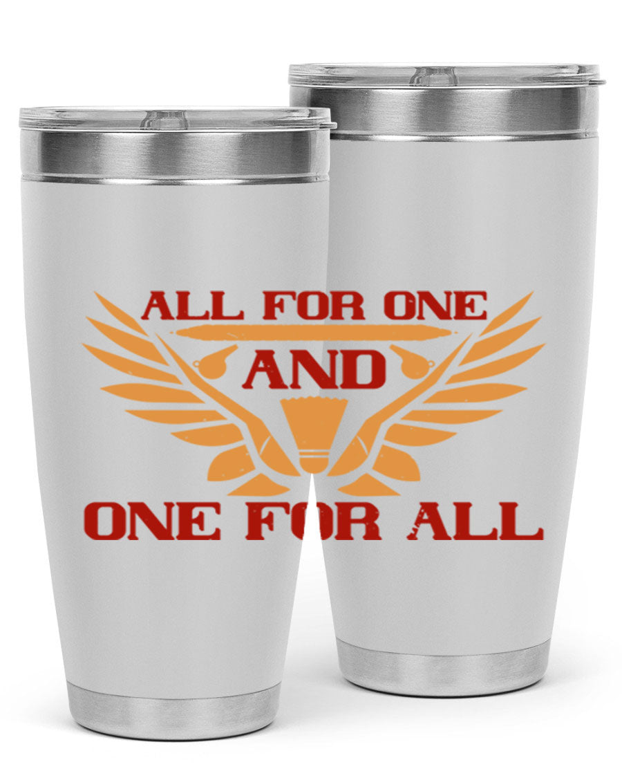 All for One and One for All 2360# Badminton Tumbler in stainless steel with a sleek design, showcasing its double wall vacuum insulation.