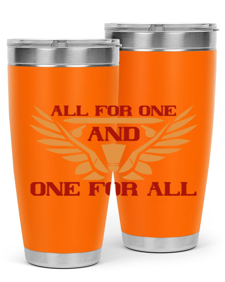 All for One and One for All 2360# Badminton Tumbler in stainless steel with a sleek design, showcasing its double wall vacuum insulation.