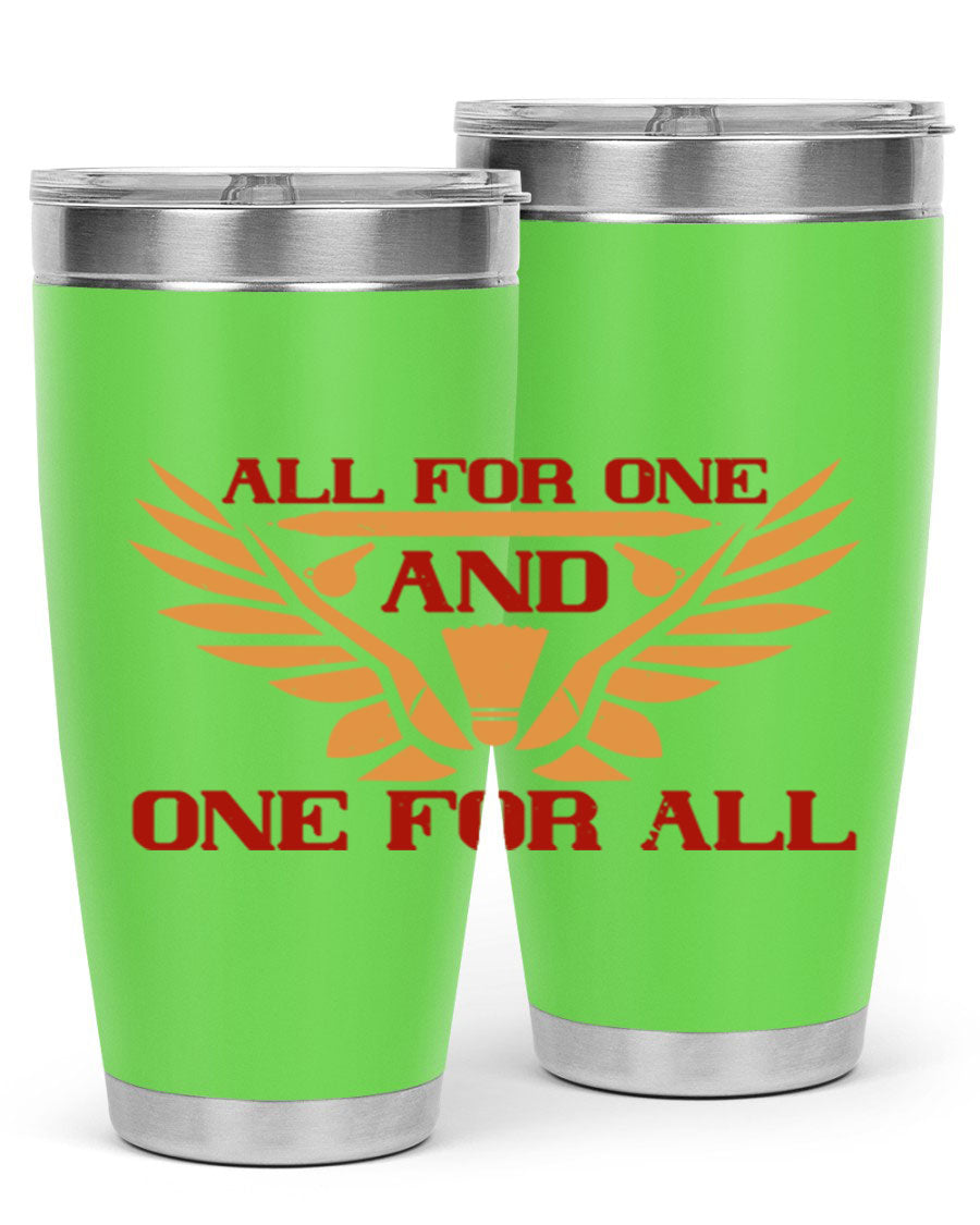 All for One and One for All 2360# Badminton Tumbler in stainless steel with a sleek design, showcasing its double wall vacuum insulation.