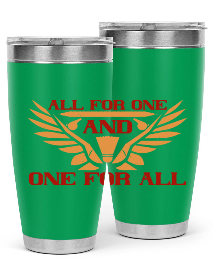 All for One and One for All 2360# Badminton Tumbler in stainless steel with a sleek design, showcasing its double wall vacuum insulation.