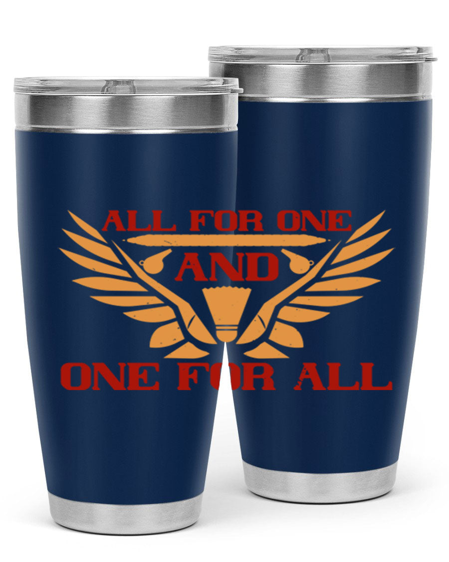 All for One and One for All 2360# Badminton Tumbler in stainless steel with a sleek design, showcasing its double wall vacuum insulation.