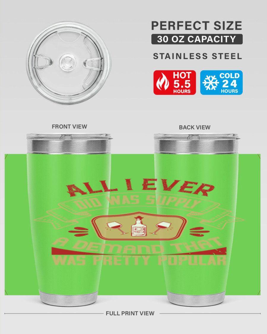 A stylish 20oz and 30oz stainless steel tumbler with a double wall vacuum design, featuring a drink-thru lid, perfect for keeping beverages hot or cold.