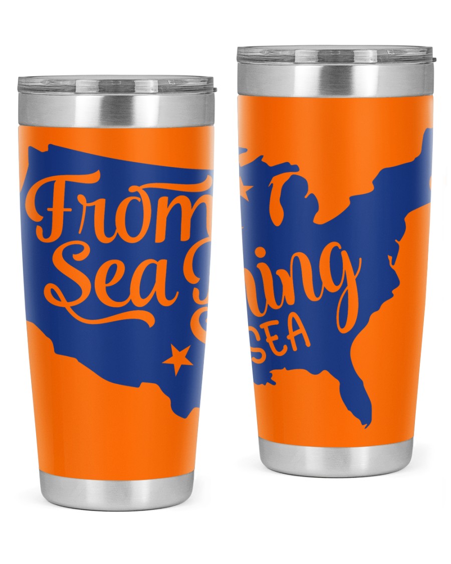 A stylish 20oz and 30oz stainless steel tumbler with a copper lining, featuring a press-in lid, perfect for hot and cold beverages.