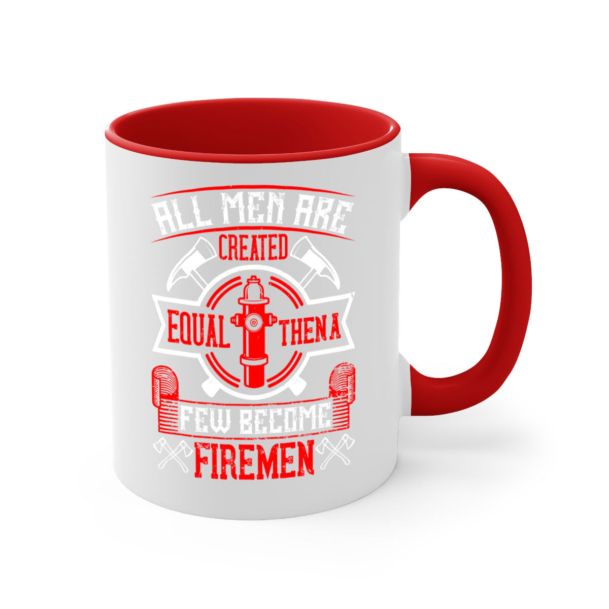 Two-tone ceramic mug with a glossy finish, featuring a colored handle and interior, available in five colors.