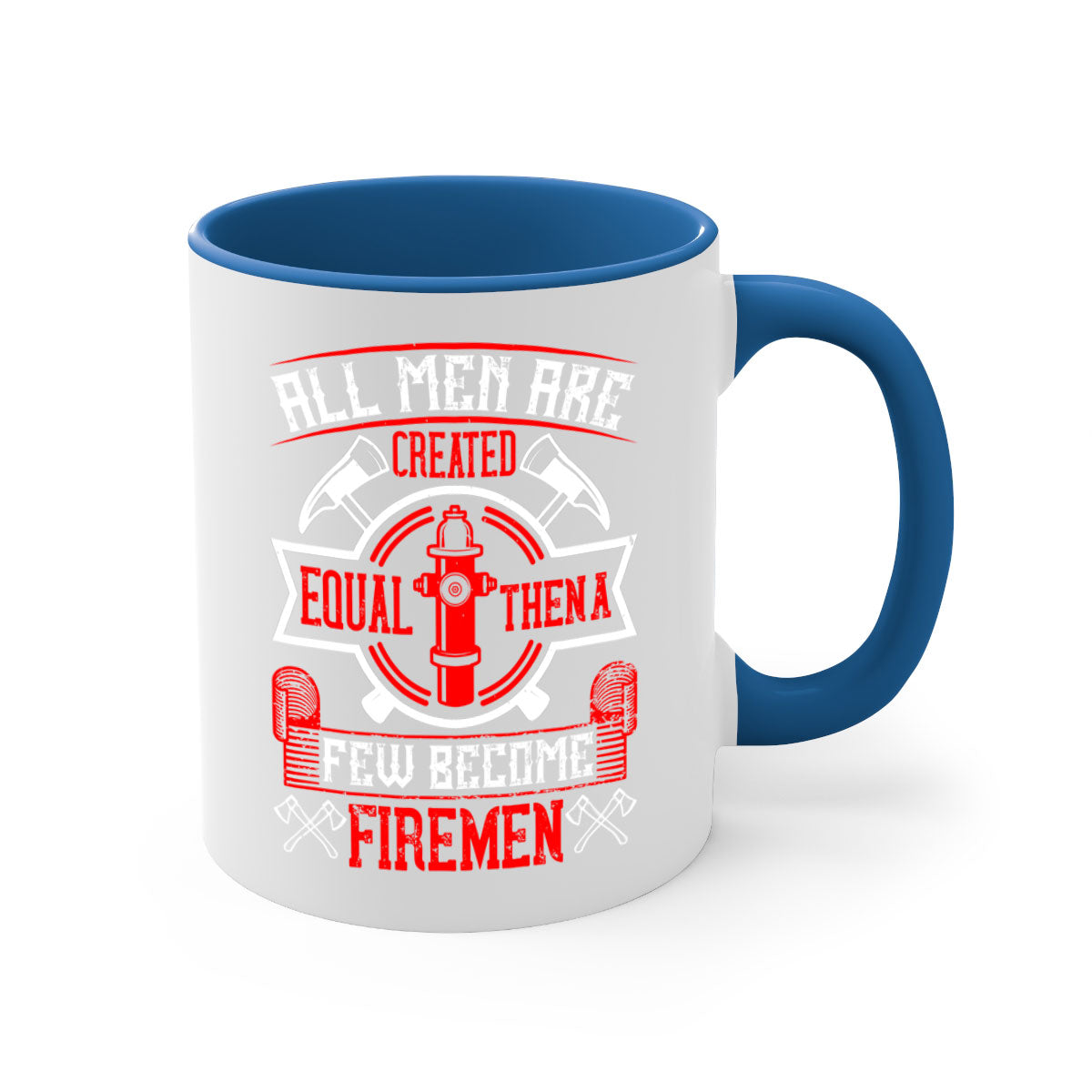 Two-tone ceramic mug with a glossy finish, featuring a colored handle and interior, available in five colors.