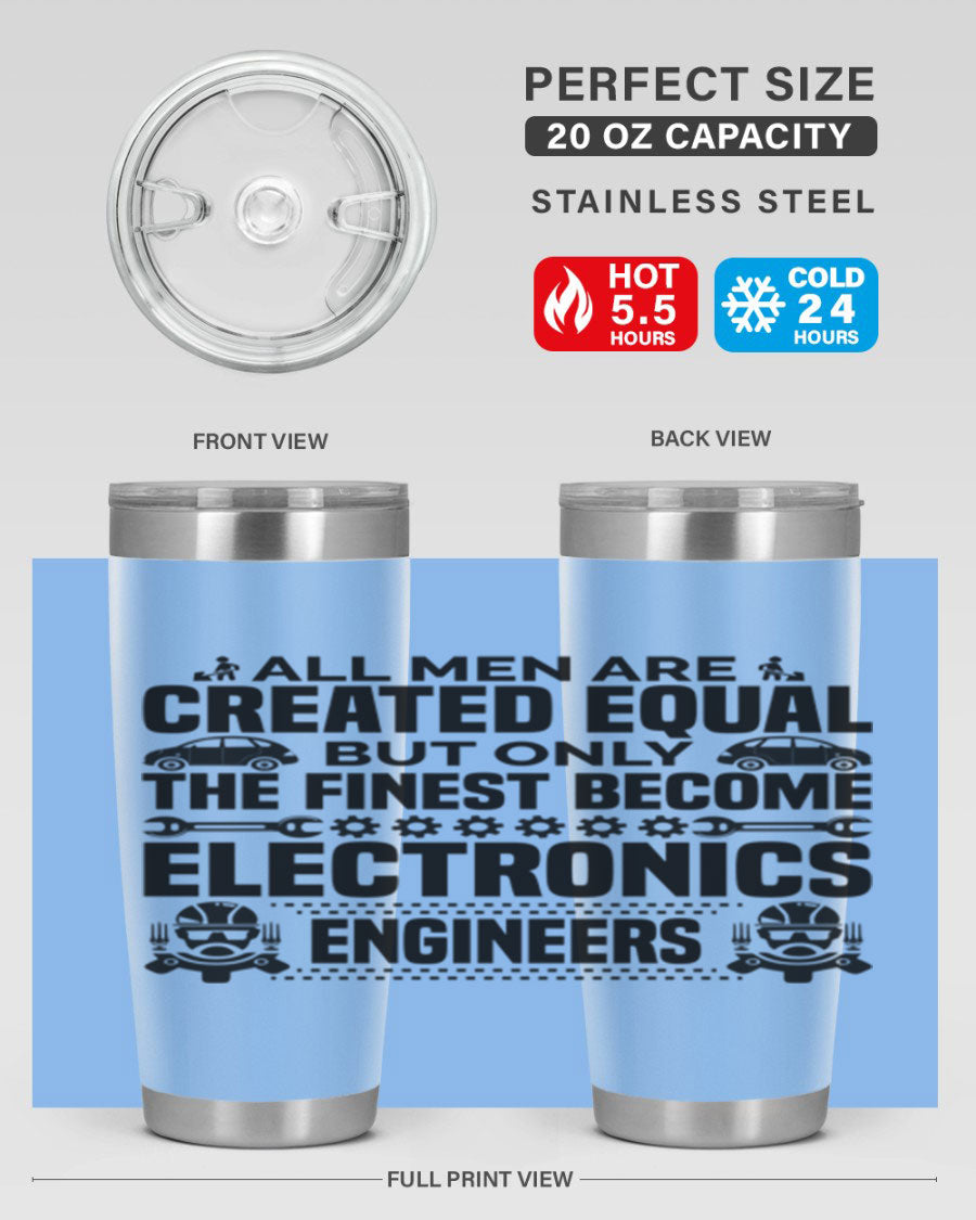 All Men Are Created Style 21# Engineer Tumbler in stainless steel with a sleek design, perfect for hot and cold beverages.