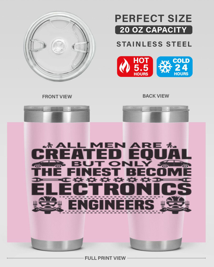 All Men Are Created Style 21# Engineer Tumbler in stainless steel with a sleek design, perfect for hot and cold beverages.