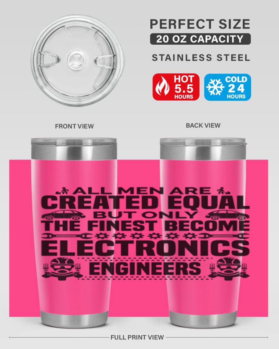 All Men Are Created Style 21# Engineer Tumbler in stainless steel with a sleek design, perfect for hot and cold beverages.