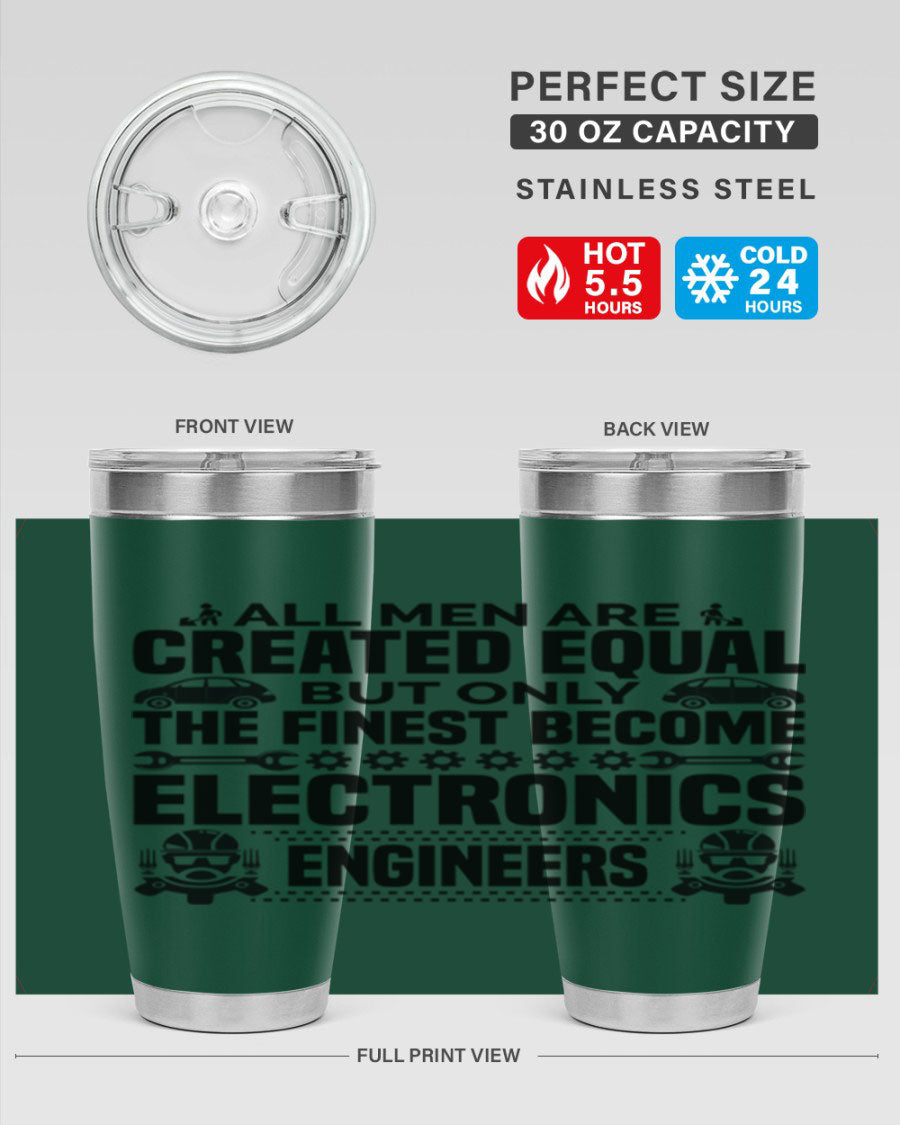 All Men Are Created Style 21# Engineer Tumbler in stainless steel with a sleek design, perfect for hot and cold beverages.