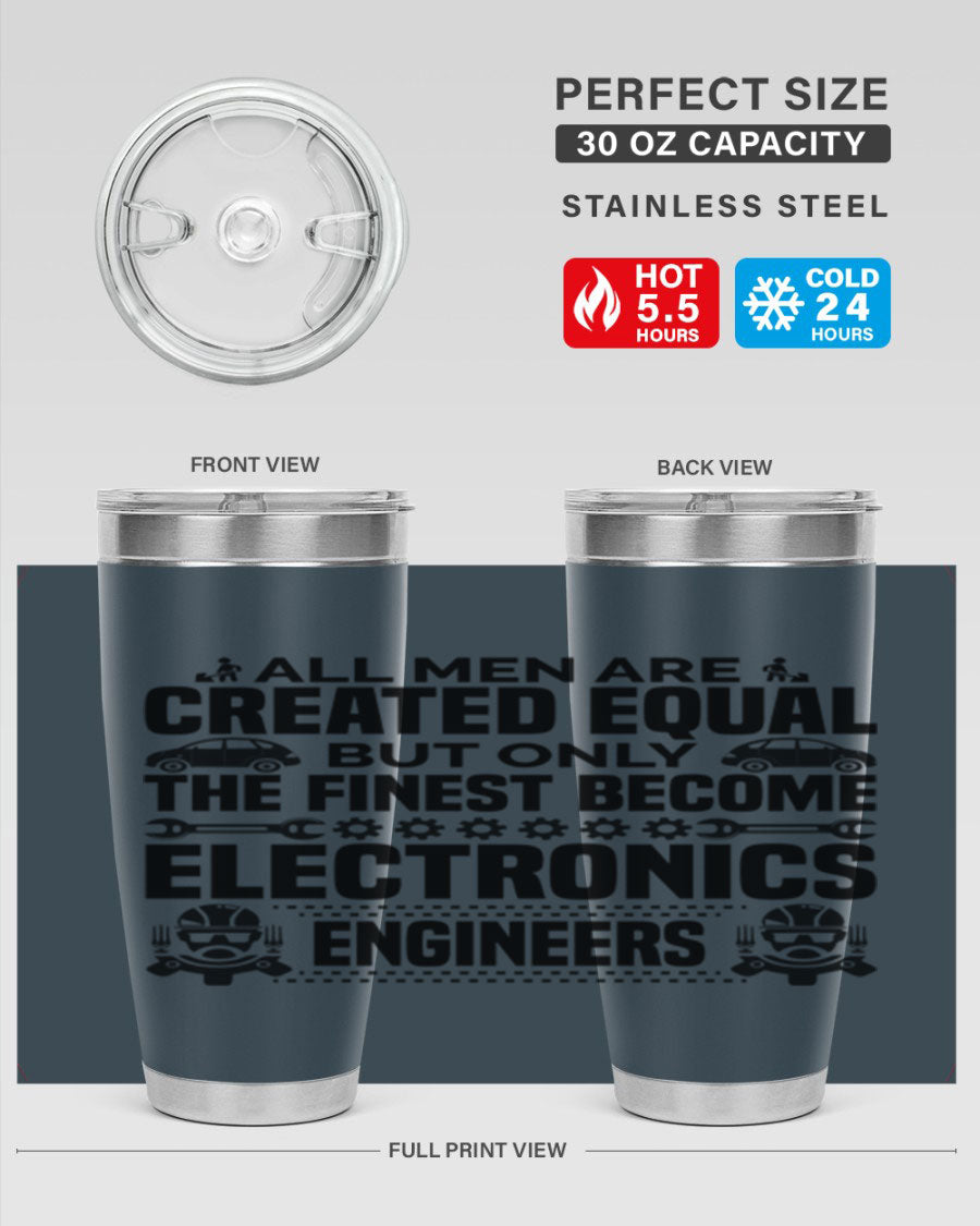 All Men Are Created Style 21# Engineer Tumbler in stainless steel with a sleek design, perfect for hot and cold beverages.