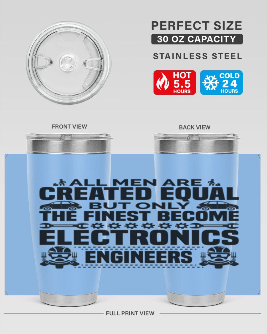 All Men Are Created Style 21# Engineer Tumbler in stainless steel with a sleek design, perfect for hot and cold beverages.