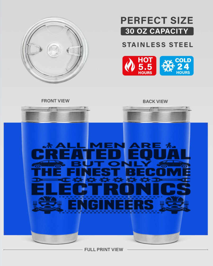 All Men Are Created Style 21# Engineer Tumbler in stainless steel with a sleek design, perfect for hot and cold beverages.