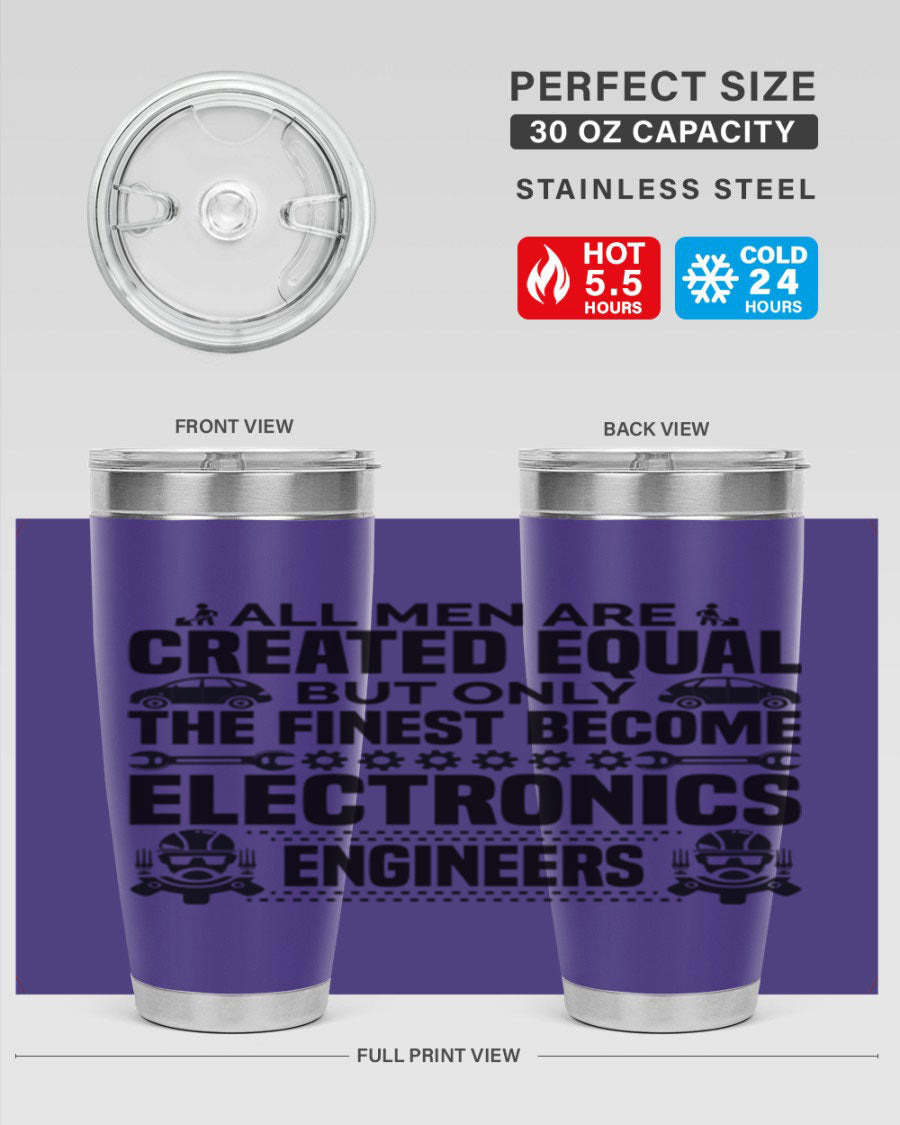 All Men Are Created Style 21# Engineer Tumbler in stainless steel with a sleek design, perfect for hot and cold beverages.