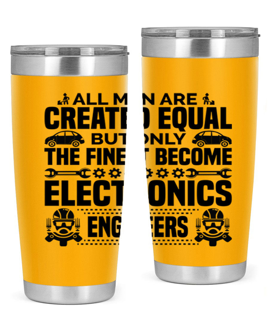 All Men Are Created Style 21# Engineer Tumbler in stainless steel with a sleek design, perfect for hot and cold beverages.