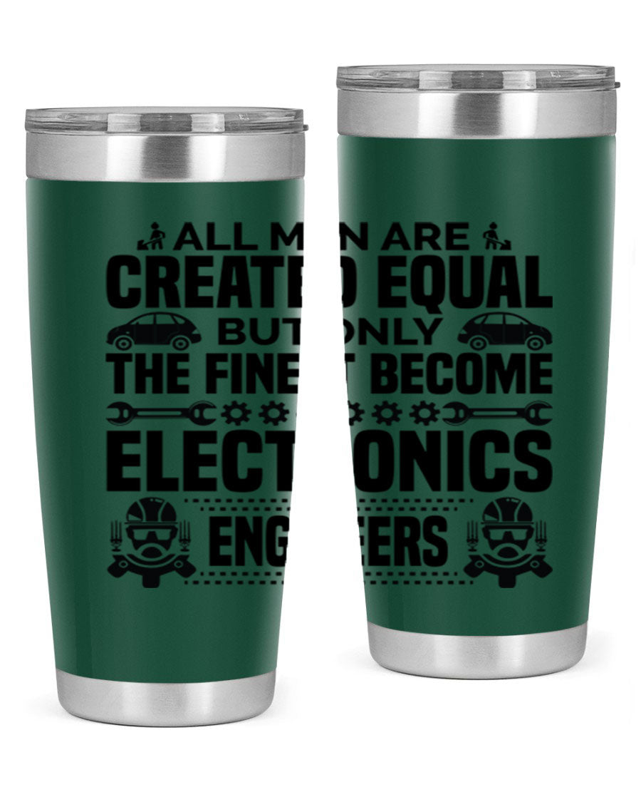 All Men Are Created Style 21# Engineer Tumbler in stainless steel with a sleek design, perfect for hot and cold beverages.